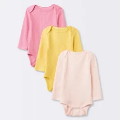 Baby Girls' 3pk Long Sleeve Waffle Bodysuit - Cloud Island™ Pink -Cloud Island GUEST 0519e5ad 7837 43db a325 09c5dbddd3a9