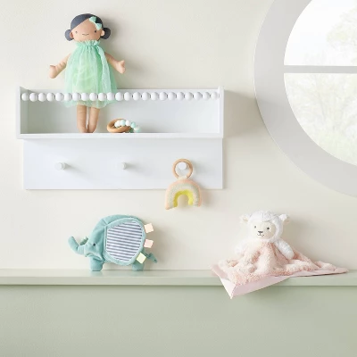 Wall Hook Shelf With Beading - White - Cloud Island™ 3 Wall Hook Shelf With Beading - White - Cloud Island™