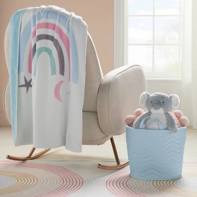 Quilted Fabric Large Round Storage Basket - Blue - Cloud Island™ 3 Quilted Fabric Large Round Storage Basket - Blue - Cloud Island™