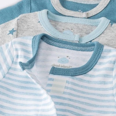 Baby Boys' 3pk Basic Romper - Cloud Island™ Sky Blue Preemie 4 Baby Boys' 3pk Basic Romper - Cloud Island™ Sky Blue Preemie - Image 2