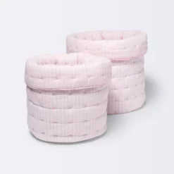 Quilted Gauze Medium Round Storage Bin - Cloud Island™ Pink Stripe 7 Quilted Gauze Medium Round Storage Bin - Cloud Island™ Pink Stripe -Cloud Island GUEST ac06777e 2a05 4350 b393 154caf98aaa3