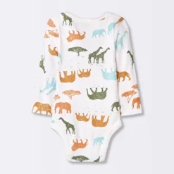 New Arrival 23 Baby 4pk Safari Animals Long Sleeve Bodysuit - Cloud Island™
