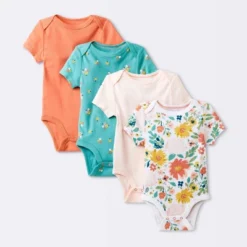 Baby Girls' 4pk Short Sleeve Bodysuit - Cloud Island™ Floral -Cloud Island GUEST c0bc6d65 3789 4611 af34 6d89bf2e36bd