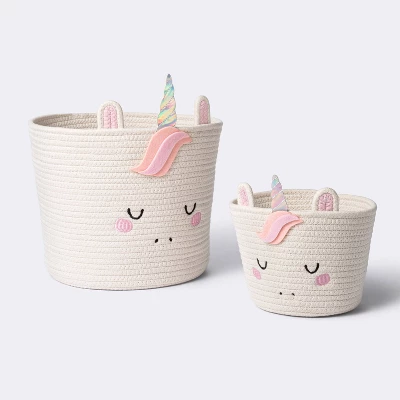 Coiled Rope Medium Round Storage Decorative Basket - Unicorn - Cloud Island™ 5 Coiled Rope Medium Round Storage Decorative Basket - Unicorn - Cloud Island™ - Image 3