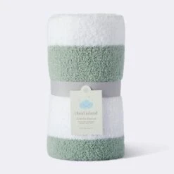 Chenille Stripe Baby Blanket - Green And White Stripe - Cloud Island™ -Cloud Island GUEST f1d770bd 8395 4c5f 908f 0abf2d889710