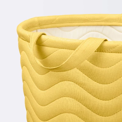 Quilted Fabric Large Round Storage Basket - Yellow - Cloud Island™ 3 Quilted Fabric Large Round Storage Basket - Yellow - Cloud Island™ - Image 2