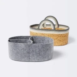 Braided Water Hyacinth Decorative Container With Coiled Rope Handles - Gray - Cloud Island™ 8 Braided Water Hyacinth Decorative Container With Coiled Rope Handles - Gray - Cloud Island™ -Cloud Island GUEST fc794c5a a9d8 451f 886e 850875b4c360